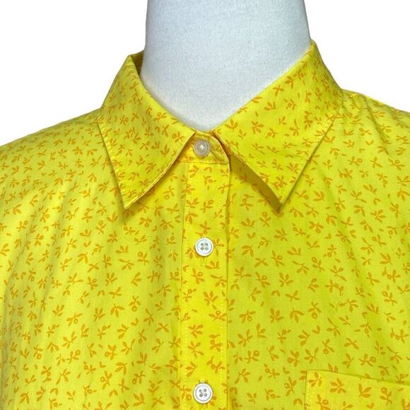 Lands' End No Iron Supima Cotton Shirt Size 16 Button-up Floral Blouse - Picture 4 of 7